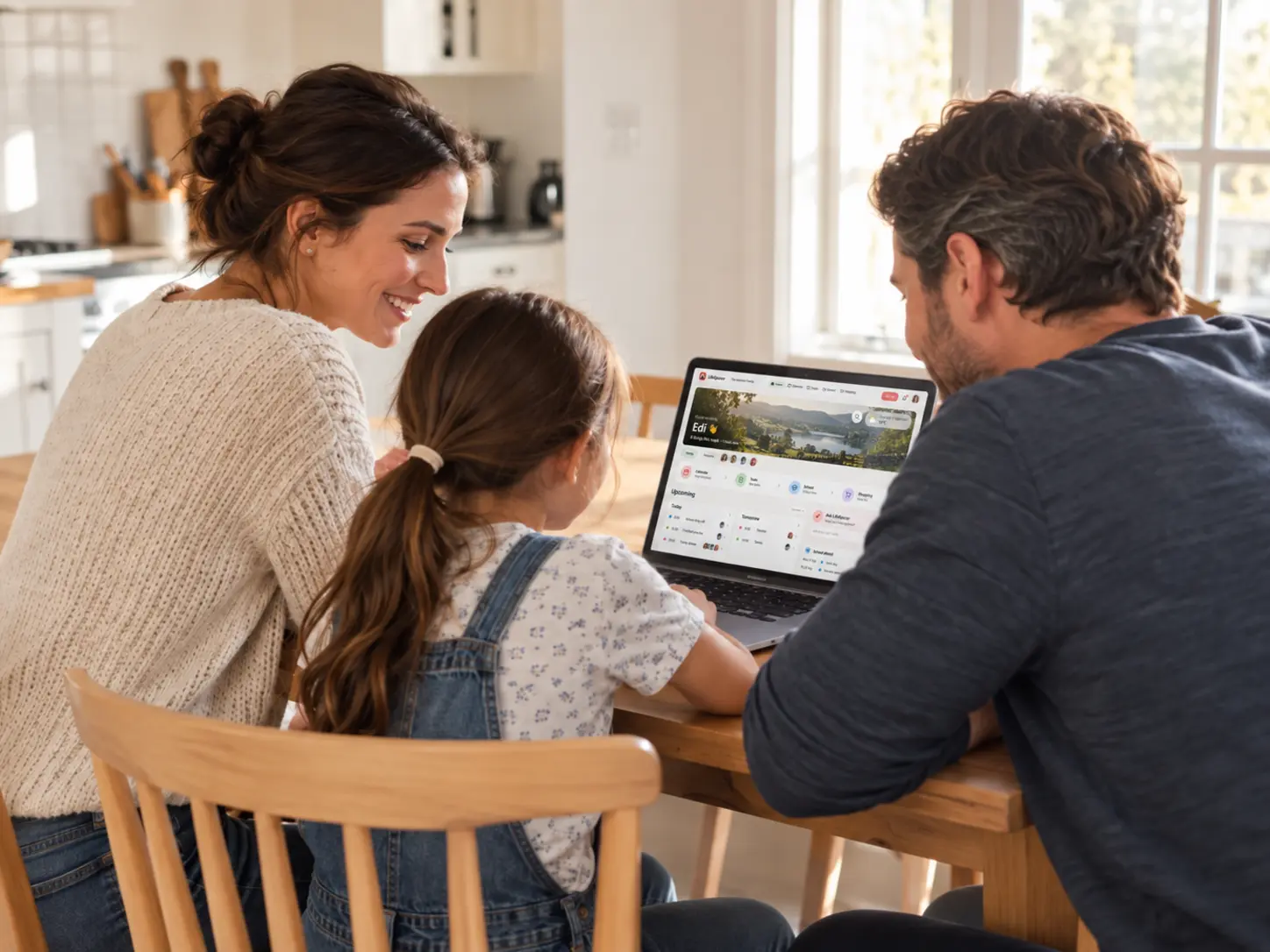 A family spending time together at home
